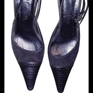 Chanel slingback heels lizard caped shoes size 39.5. Size 9 US
